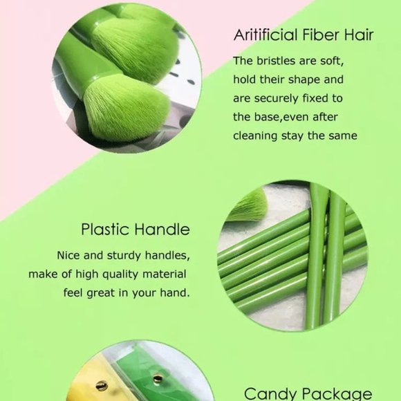Candy colored  Vegan Brush set, 10 pcs - Picture 4 of 6